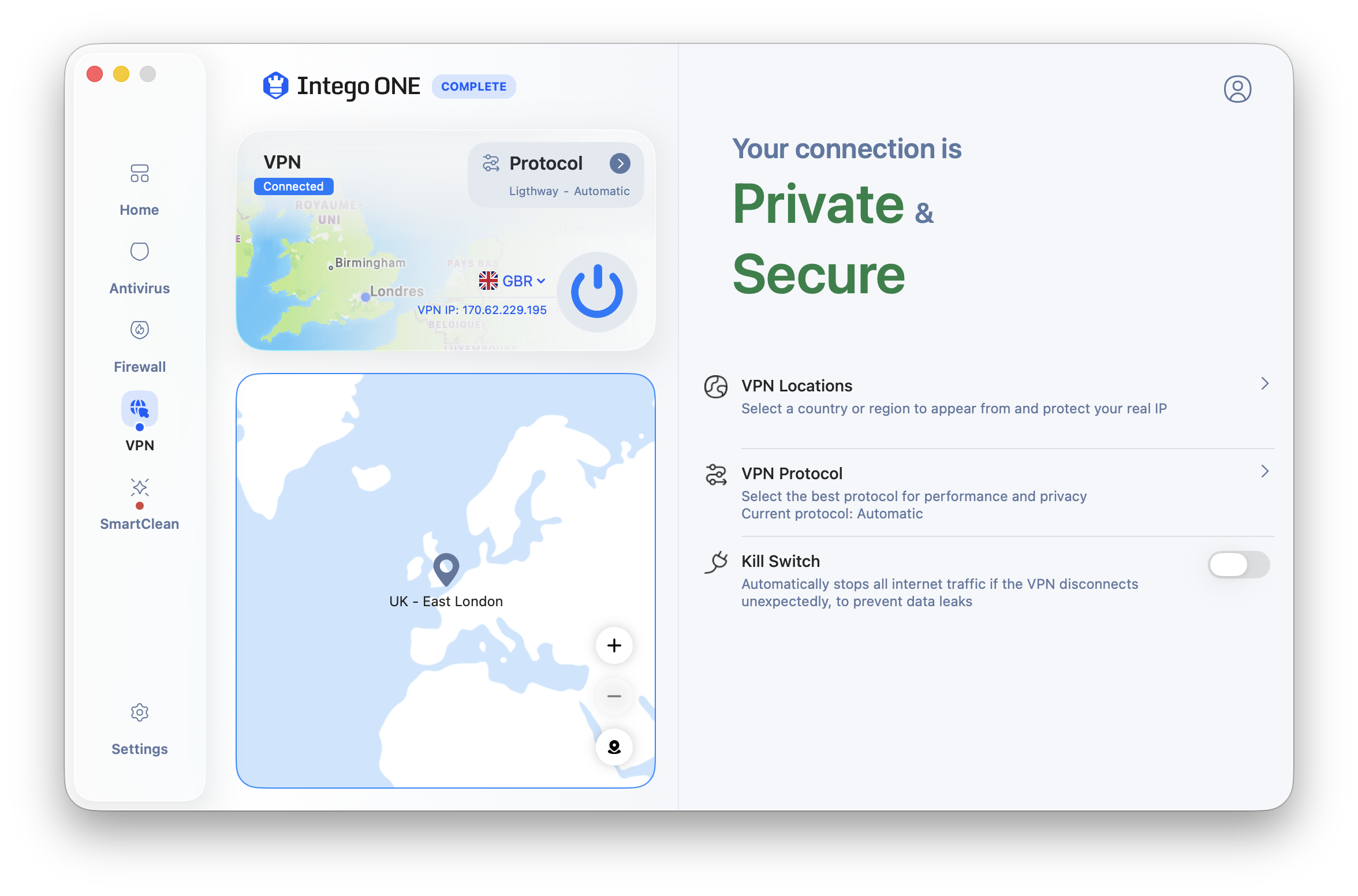 Illustration of a home network protected by firewall filtering and an encrypted VPN tunnel